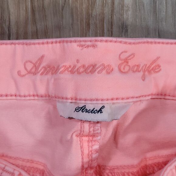 ☔️🔹️American Eagle Neon Pink Orange Stretch Skinny Jeans Size 10 - Picture 8 of 10